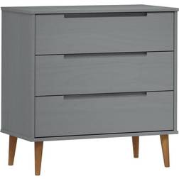 vidaXL Molde 80 x 40 x 80 cm Massivt Fyrretræ Grå Kommode 80x80cm