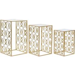 Dkd Home Decor Set of 3 Mirror Golden Nesting Table