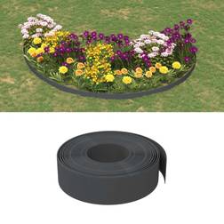 vidaXL Bordura De Jardín Polietileno Gris 10 m 15 cm