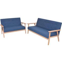 vidaXL Ensemble De 2 Pcs Tissu Bleu Canapé