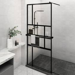 vidaXL Paroi De Douche Avec étagère Noir 100 x 195 cm Verre ESG&Aluminium