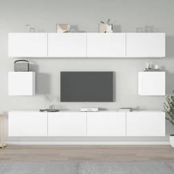 vidaXL Set Muebles Para 6 Piezas Madera Contrachapada Blanco Mueble de TV