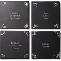 American Atelier Happy Place Set of 4 Ceramic Coasters 4.25''D Coaster