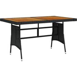 vidaXL Garden Table Black 51.2" x 70 x 72 cm Poly Rattan And Solid Acacia Wood