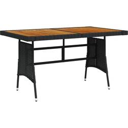 vidaXL Havebord 130 x 70 x 72 cm Polyrattan og Massivt Akacietræ Sort