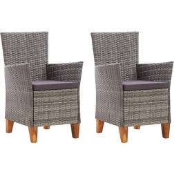 vidaXL Havestole 2 Stk Med Hynder Polyrattan Grå