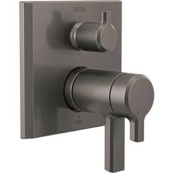 Delta Pivotal 2-Handle Wall-Mount Valve Trim Kit with 6-Setting Int. Diverter in Lumicoat Black Stainless Valve Not Included