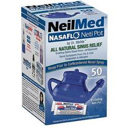 NeilMed NasaFlo Unbreakable Neti Pot with 50 Premixed Packets