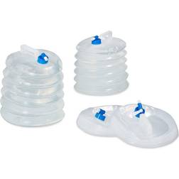 Relaxdays Bidón de Agua Plegable Set de 4, Oval, Asa, con Grifo, 15L, Camping, Garrafa Plegable, Transparente/Azul