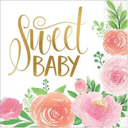 Amscan 269722 Floral Baby Lunch Napkin 16 Piece