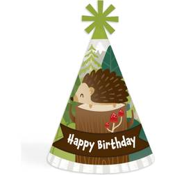 Big Dot of Happiness Forest Hedgehogs Cone Happy Birthday Party Hats for Kids and Adults Set of 8 Standard Size