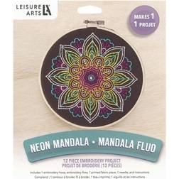 Leisure Arts Kit Embroidery 6 Neon Mandala Embroidery Kit