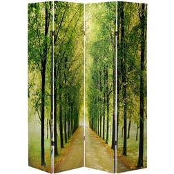 Oriental Furniture Red Lantern Double Sided Path of Life Canvas Green Room Divider 64x71"