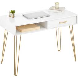 mDesign Metal/Wood Small Writing Desk