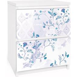 Malm Cassettiera 2x Cassetti Fantasia Blu Comò