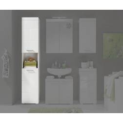 Colonne De Salle De Bain Amanda 2 Portes Blanc Brillant L37 x P31 x H190 cm Armoire