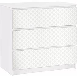 Papier Adhésif Pour Meuble Malm Commode 3x Tiroirs Diamond Grid Light Beige Cómoda