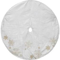 Northlight Gold and White Snowflake Embroidered Skirt Christmas Tree Skirt