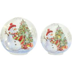 Melrose Snowman Tree Globe Holiday Tabletop LED Candle