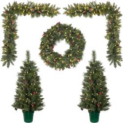 Vickerman 573709 Lit Potted Christmas Tree, Garland Front Decoration