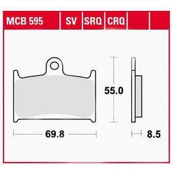 TRW Lucas Bremsbeläge organisch MCB595 69,8x55x8,5mm