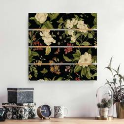 Impression sur bois Fleurs de jardin sur noir II