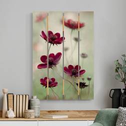 Impression sur bois Cosmos en rose