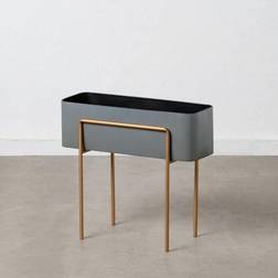 BigBuy Garden Planter 55 Grey Golden Metal ∅24cm