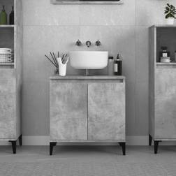 vidaXL Armario De Lavabo Madera Contrachapada Gris 58 x 33 x 60 cm