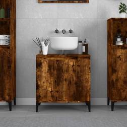 vidaXL Sink Cabinet Smoked Oak 58x33x60 cm