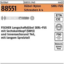 Fischer Langschaftdübel r 88551 sxrl Schrauben a 4/Dübel-Nylon