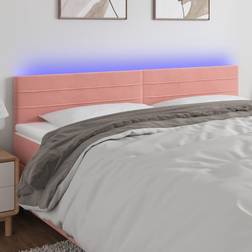 vidaXL À LED Meuble De Chambre À Coucher Accessoire Double Tête De Cadre de Lit Intérieur Rose 200x5x78/88 cm Velours Tête de lit