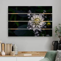 Impression sur bois Dahlia Blanc