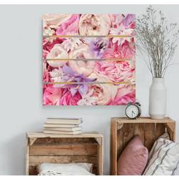 Impression sur bois Shabby Roses avec Bluebells