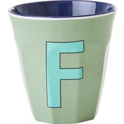 Rice melamine beker medium letter f khaki