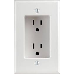 Leviton 15 Amp 1-Gang Recessed Duplex Power Outlet, White