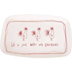 3R Studios 15" Better Chickens Stoneware Platter Hello Honey Serving Dish