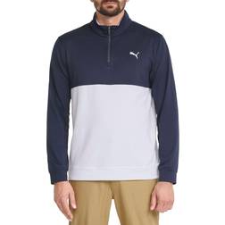 Puma Men's Gamer Colorblock 1/4 Zip Sweater - Navy Blazer/Bright White