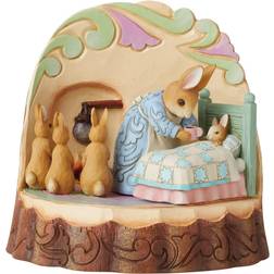 Peter Rabbit Beatrix Mrs. with Bunnies Carved Figurine