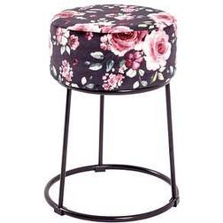 Motif Fleurs 46 cm Noir & Rose Repose-pied