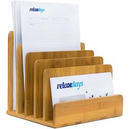 Relaxdays Bandeja Documentos Bambú 23 x 24.5 x 20.5 cm Marrón Natural Estantería