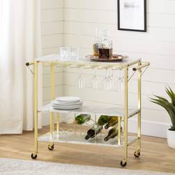 South Shore Maliza Cart Gold Liquor Cabinet