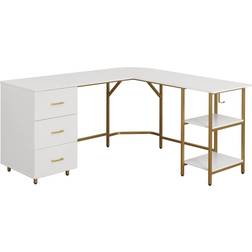 Techni Mobili L-Shape Office Two-Tone Writing Desk 54x59"