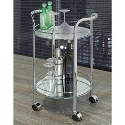 Worldwide Homefurnishings 2 Tier Glass/Chrome Cart Trolley Table