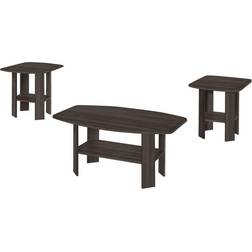 Monarch Specialties End Oak Brown Oak-Finish Three-Piece Coffee Table