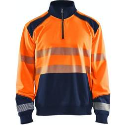 Blåkläder Collegepaita 3556 Highvis lyhyellä vetoketjulla, huomio-oranssi/sininen, koko