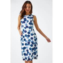 Roman Spot Print Dress With Pockets