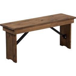 Flash Furniture Hercules Series 40" x 12" Antique Rustic Solid Pine Folding Farm Bench Banco