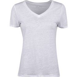 Stenströms Leinen T-shirt Mit V-Kragen Weiß Evy