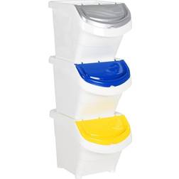 vidaXL Poubelles Empilables Avec Couvercles 3 pcs Blanc PP 78 L